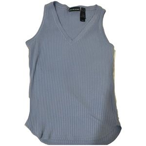 DKNY Blue Ribbed Tank Top Size Small Vintage Y2K 2000s 90s